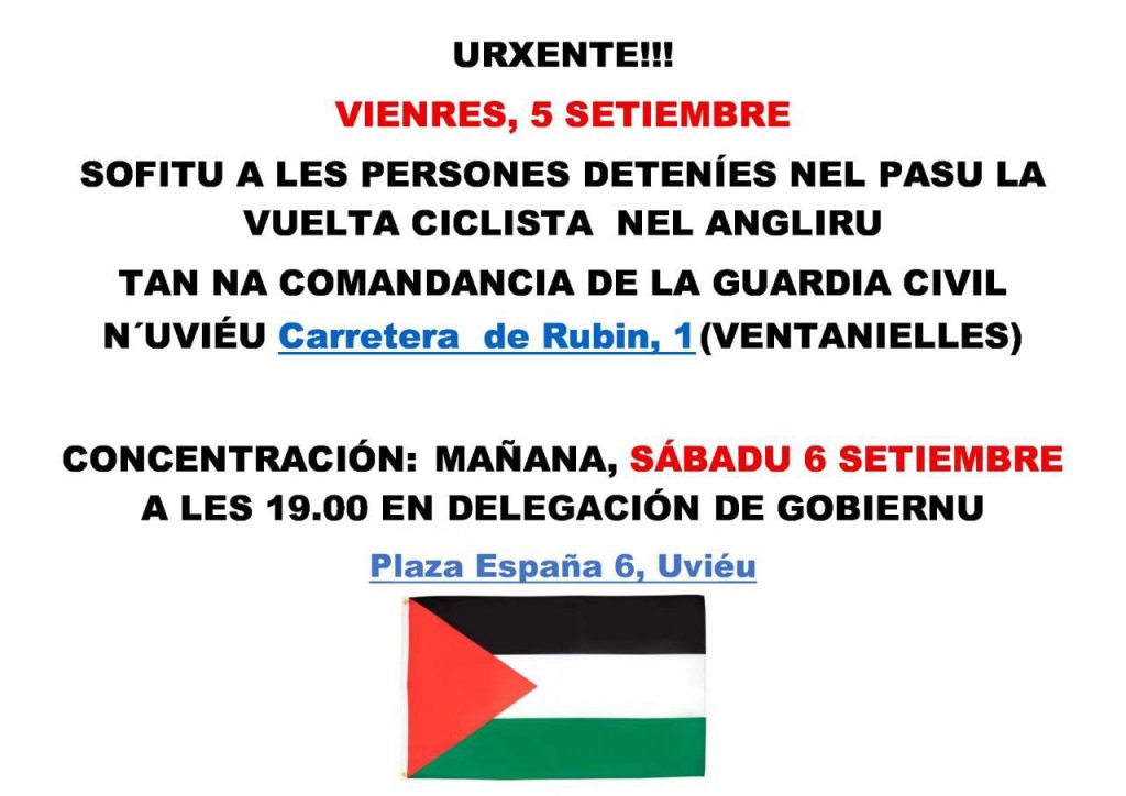 Doce detenidos en las dependencias de la Guardía  Civil de Oviedo acusados de desordenes públicos en la subida L’Angliru
