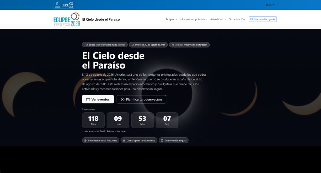 El Principado activa un plan ante el próximo eclipse solar total que incluye una web y un programa de divulgación para coordinar actuaciones e informar a la ciudadanía