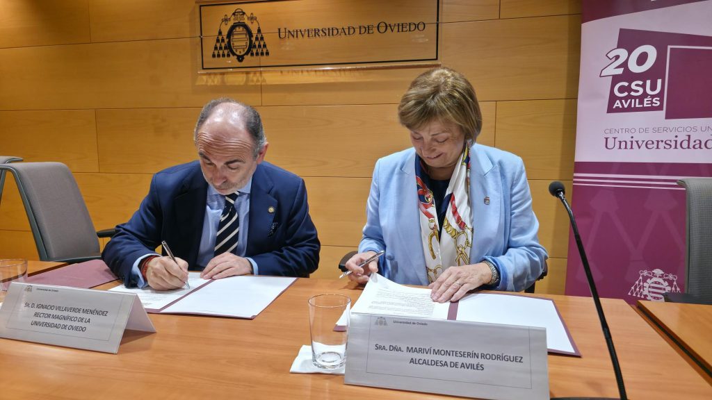 Intervención de la alcaldesa de Avilés, Mariví Monteserín, en la firma del convenio con la Universidad de Oviedo para el uso del Centro de Servicios Universitarios (CSU) de Avilés