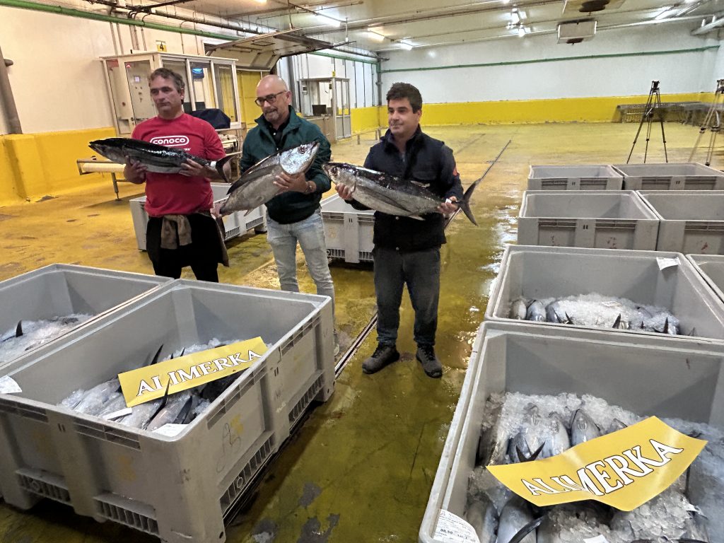 Récord en el arranque de la campaña de Bonito del Norte en la Rula de Avilés, 35.521 euros la primera tina, adquirida por ALIMERKA Récord en el arranque de la campaña de Bonito del Norte en la Rula de Avilés, 35.521 euros la primera tina, adquirida por ALIMERKA