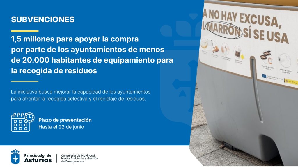 El Principado destina 1,5 millones para la compra de equipamientos de recogida de residuos por parte de las entidades locales