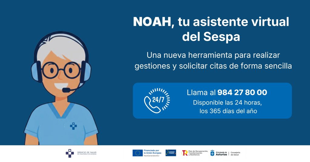 Más de 336.000 personas del área sanitaria de Oviedo podrán gestionar sus citas de primaria con la inteligencia artificial ‘Noah’ desde el miércoles Más de 336.000 personas del área sanitaria de Oviedo podrán gestionar sus citas de primaria con la inteligencia artificial ‘Noah’ desde el miércoles
