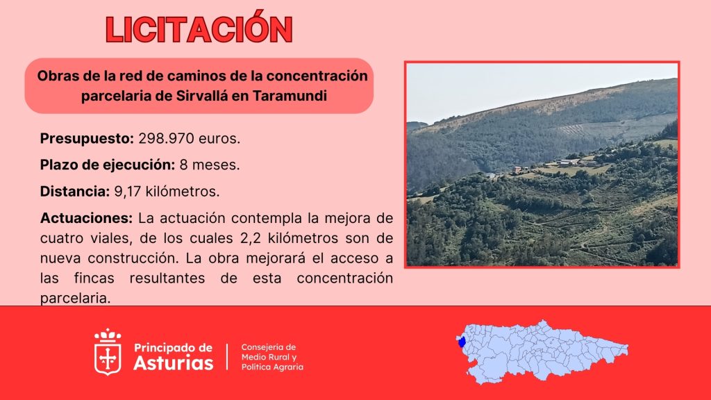 Medio Rural licita por 360.000 euros las obras de la red de caminos de la concentración parcelaria de Sirvallá, en Taramundi