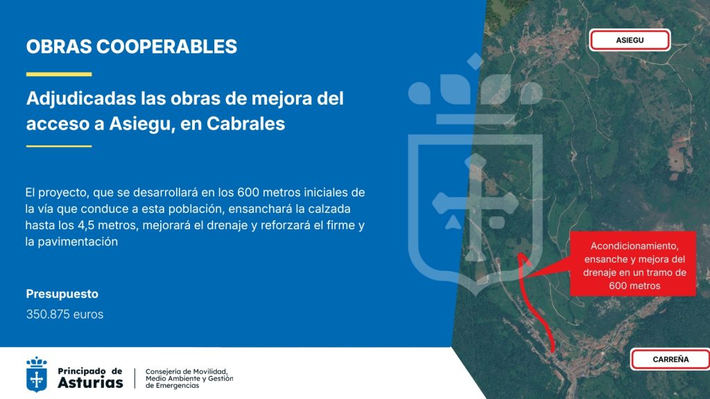 El Gobierno de Asturias adjudica en 351.000 euros la mejora del acceso a Asiegu, en Cabrales