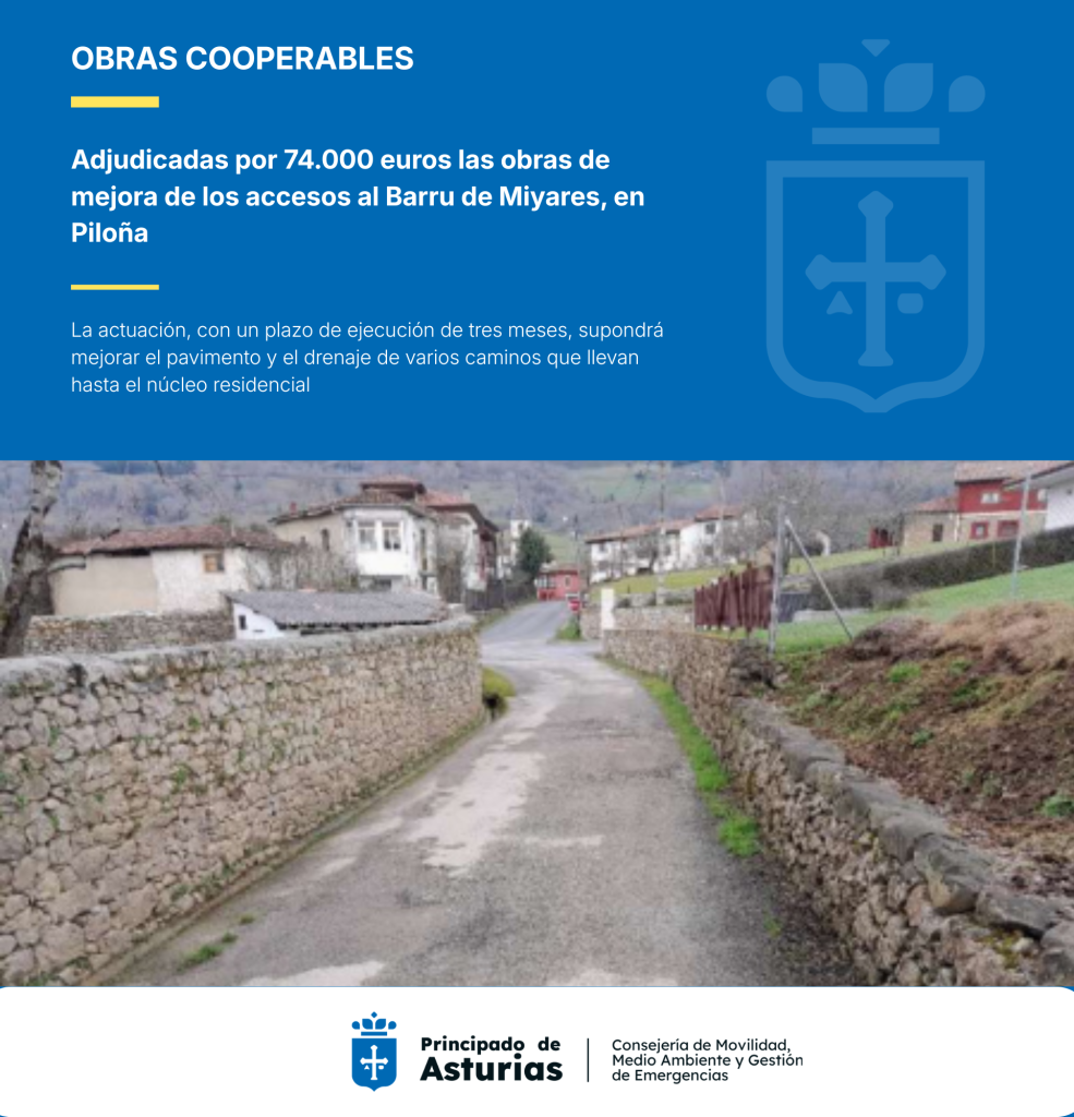 El Gobierno de Asturias adecuará los accesos a El Barru de Miyares, en Piloña, con una inversión de 74.000 euros El Gobierno de Asturias adecuará los accesos a El Barru de Miyares, en Piloña, con una inversión de 74.000 euros